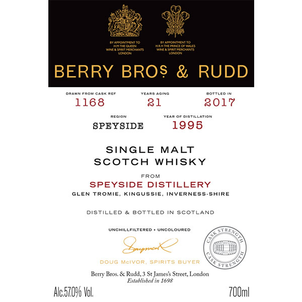 Berrys' Own Selection Speyside 1995 21 YO, Cask No. 1168, 57.0%