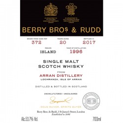 Berrys' Own Selection Arran 1996 21 YO, Cask No. 372, 53.7%
